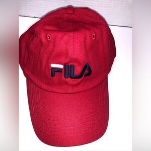 Fila Classic Logo Cotton Baseball Hat Cap Red  Adult NEW with tags Adjustable